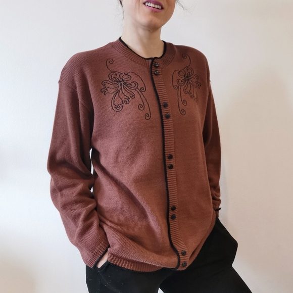 *sold* Vintage large burgundy pullover sweater, women's vintage tops - Picture 4 of 7